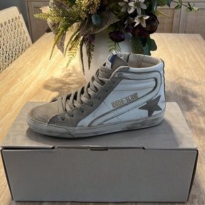 Golden Goose white & ice slide high top sneakers in great condition. Size 37.
